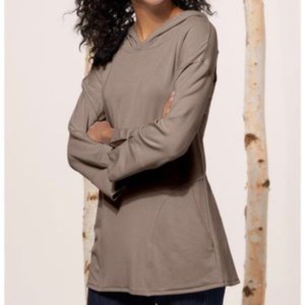Soft Surroundings #2CR98 Warm & Cozy Pullover Hoodie In Brown Heather Size XS